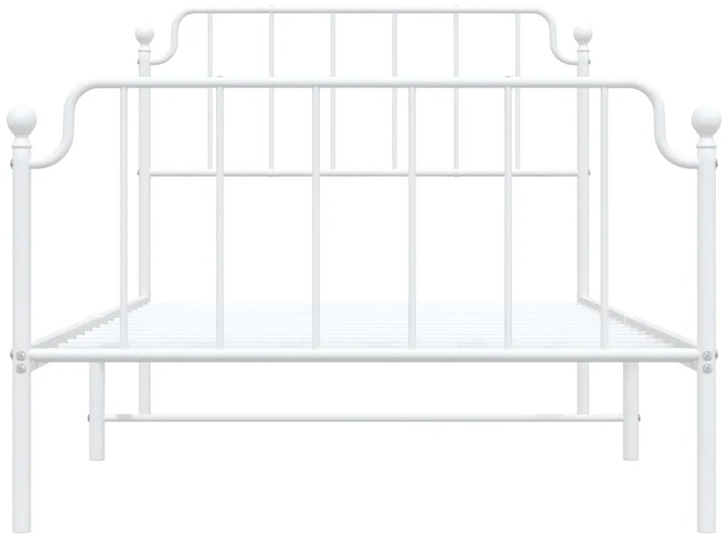 Estrutura de cama com cabeceira e pés 107x203 cm metal branco