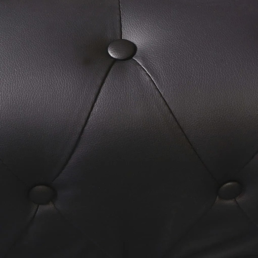 Sofá de canto Chesterfield para 5 pessoas em couro sintético preto