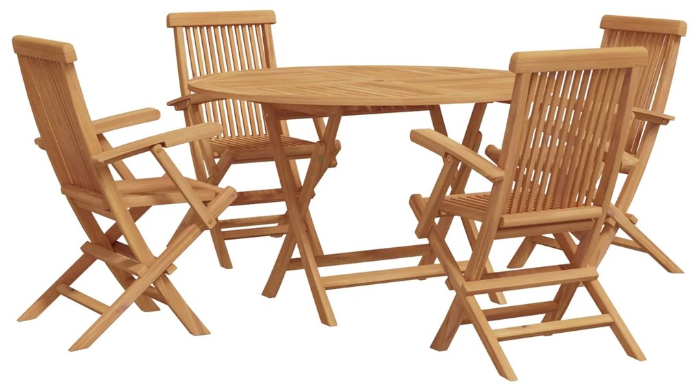 vidaXL Conjunto de Jantar para Jardim 5 pcs Castanho