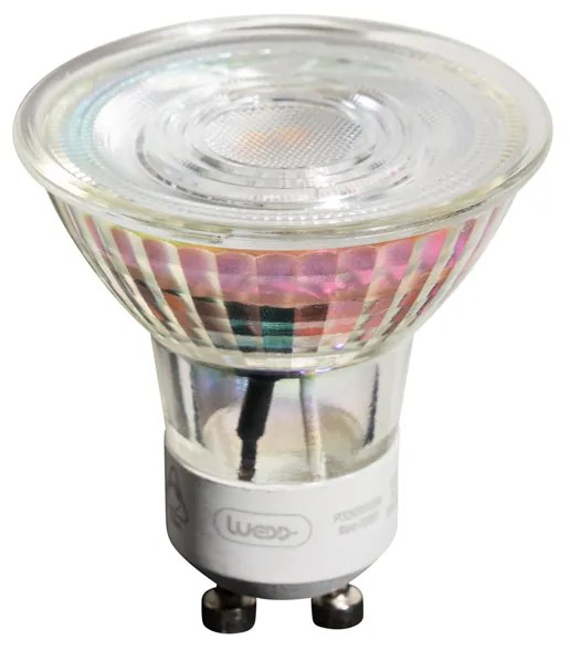 Conjunto de 5 lâmpadas LED GU10 50mm reguláveis transparente 4,9W 450 lm 2700K