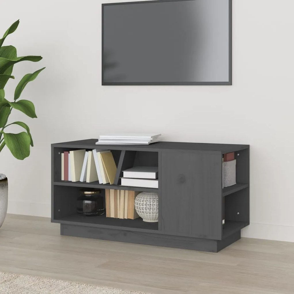 vidaXL Móvel de TV 80x35x40,5 cm madeira de pinho maciça cinzento
