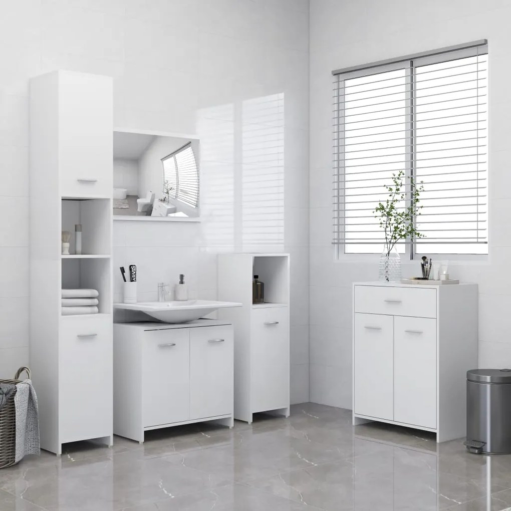 vidaXL 4 pcs conjunto de móveis de casa de banho branco