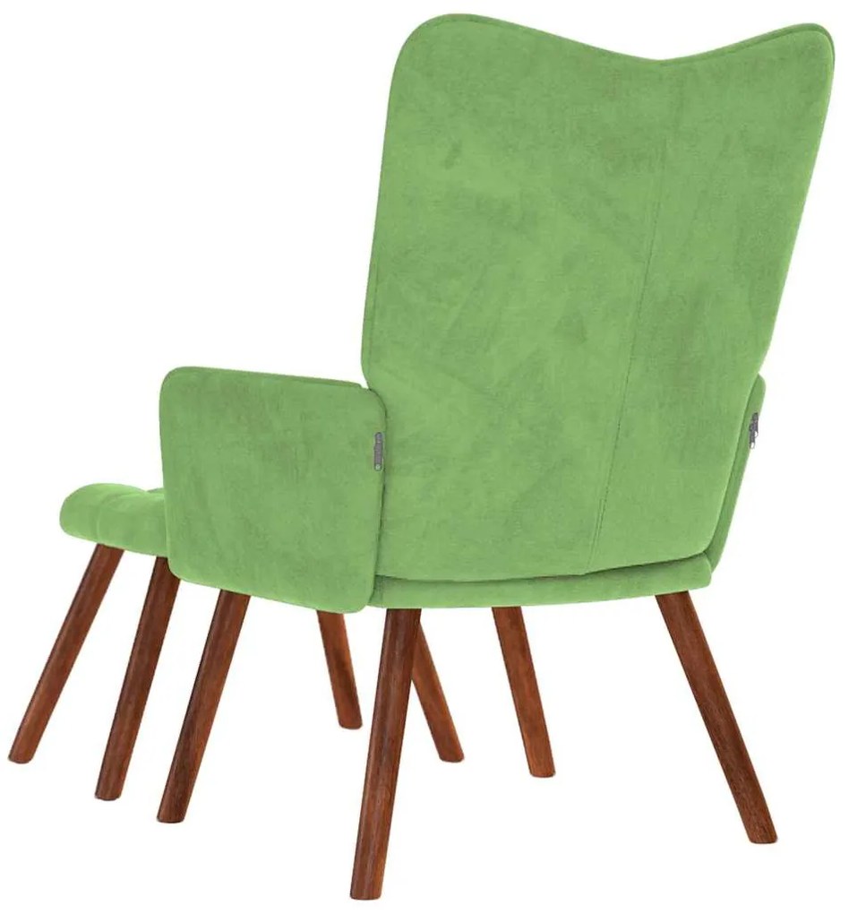 Cadeira de descanso com banco veludo verde-claro