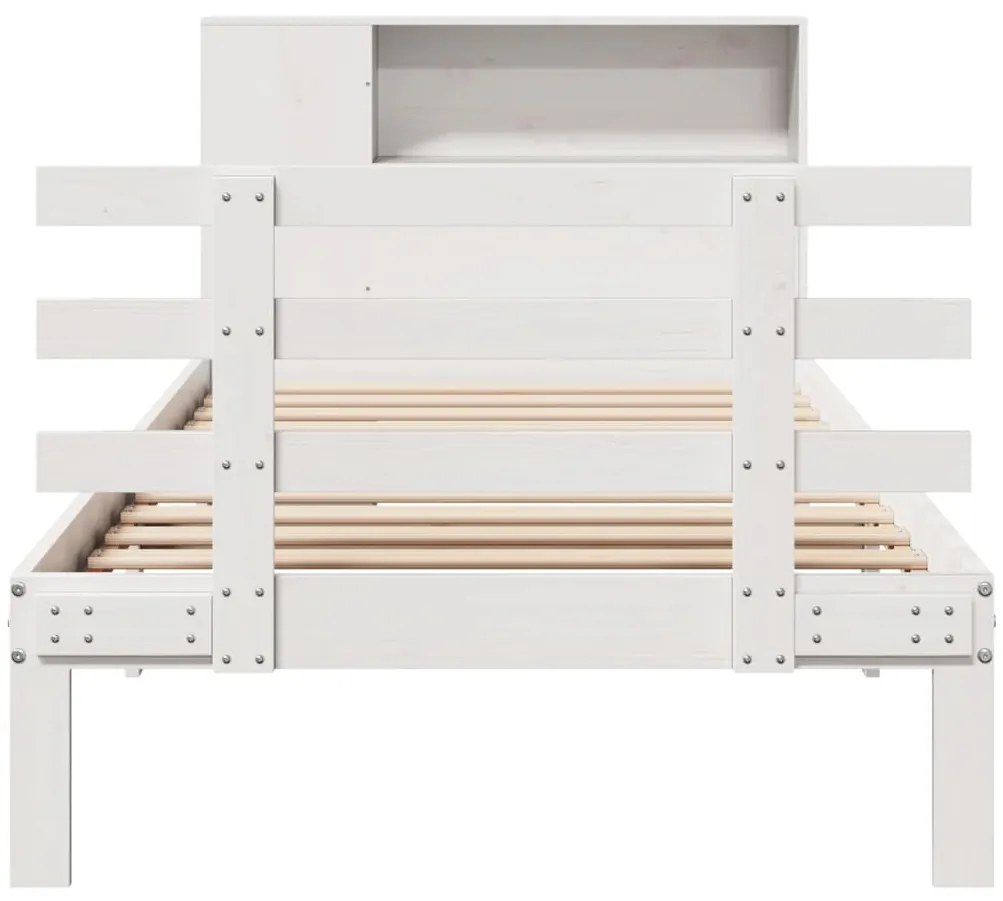 Cama com estante sem colchão 100x200 cm pinho maciço branco