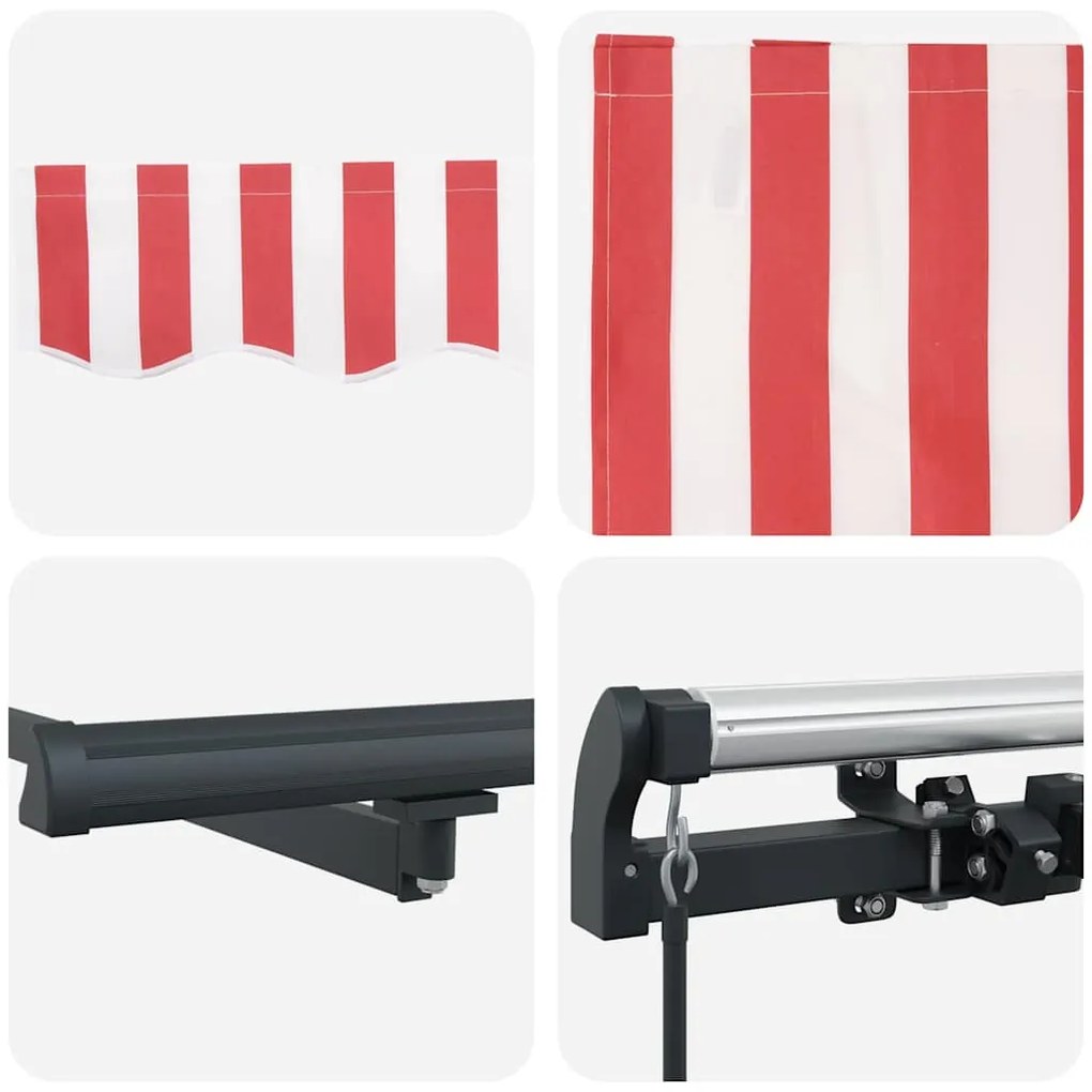 Toldo Retrátil Manual Vermelho e Branco e Antracite