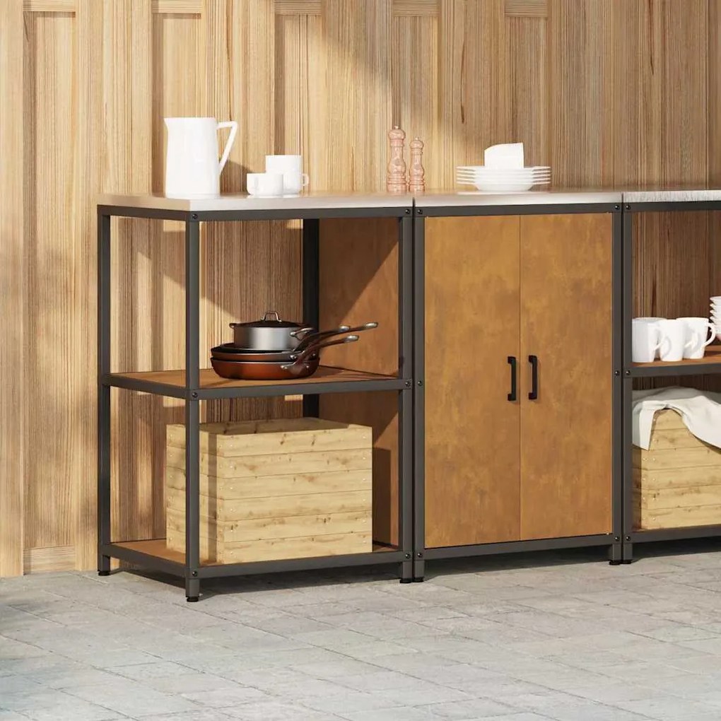 Conjunto de Armazenamento de Cozinha 2 pcs Ferro Enferrujado