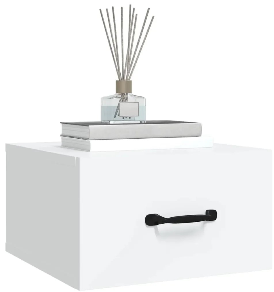 Mesas de cabeceira montagem na parede 2 pcs 35x35x20 cm branco