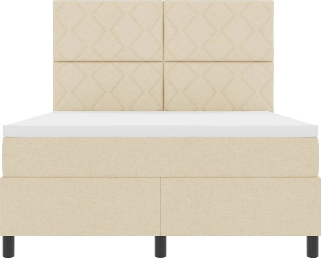 vidaXL Cama Box com colchão com led Creme 160 x 200 cm tecido