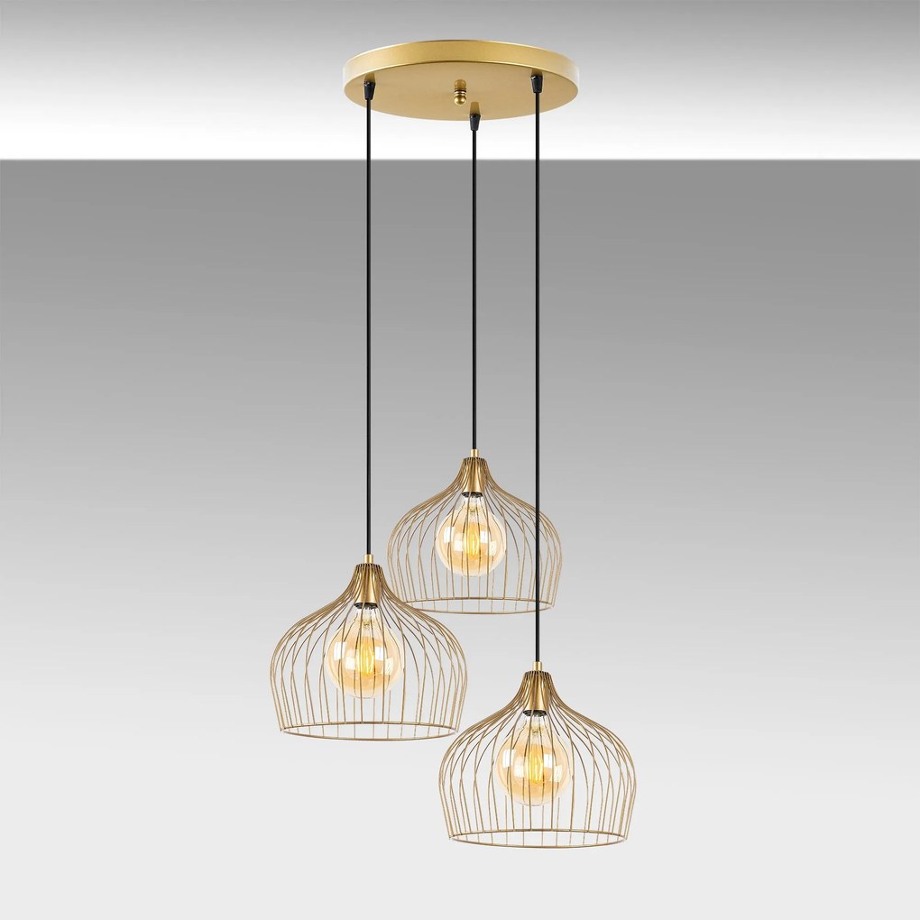 Candeeiro de Teto Bek – Ouro Brilhante – 56 x 56 x 121 cm