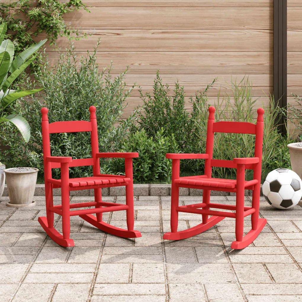 Cadeiras de baloiço infantis 2 pcs álamo maciço vermelho