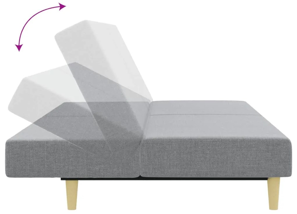 Sofá-cama de 2 lugares c/ apoio de pés tecido cinzento-claro