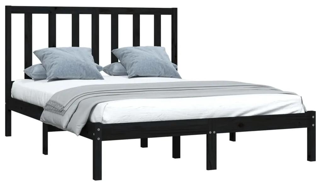 Estrutura de cama King 150x200 cm pinho maciço preto