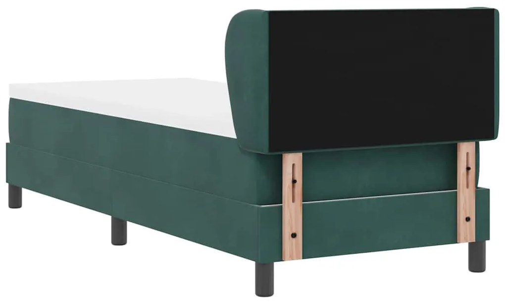 Cama Box com Colchão vidaXL Verde Escuro 80x200 cm Veludo