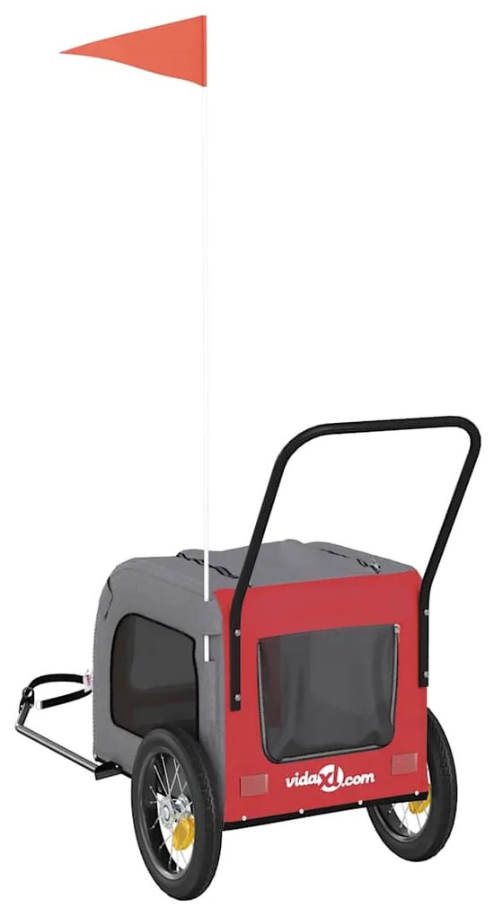 Reboque para Bicicleta para Animais de Estimação Vermelho e Cinza, Tec