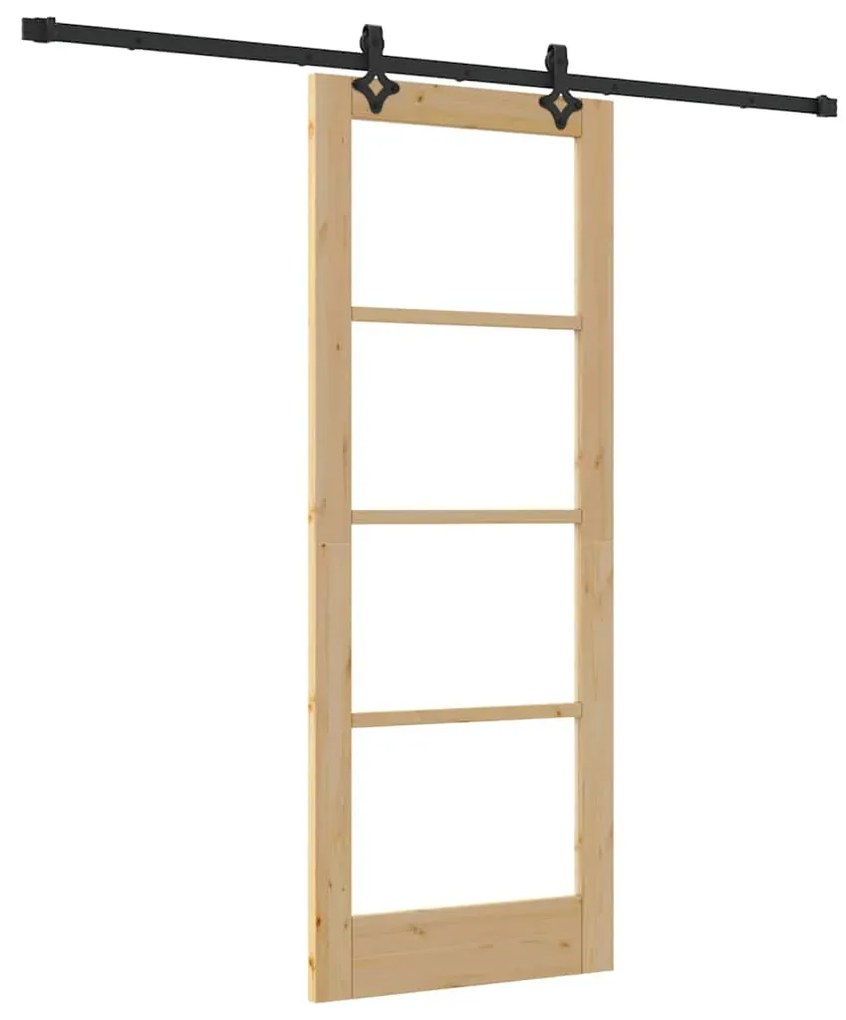 Conjunto de Porta Deslizante vidaXL 78x202 cm Madeira Sólida de Pinho