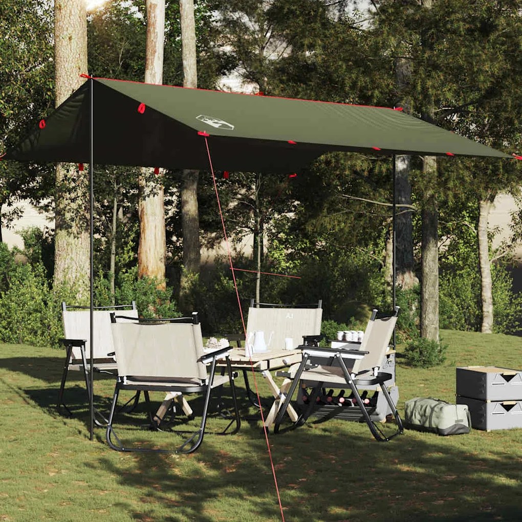 Lona de campismo 306x306 cm impermeável verde azeitona
