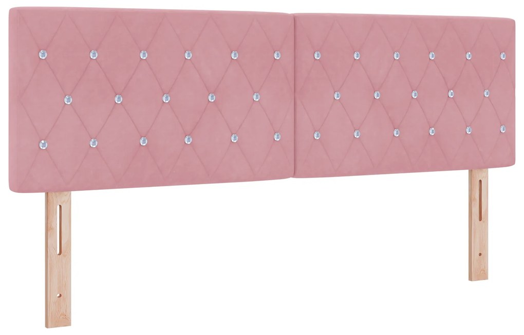 Cama Box Spring com Colchão Rosa 160x200 cm Veludo