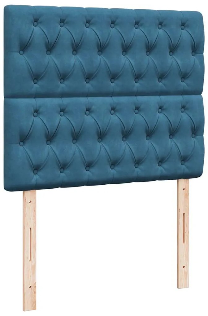 Cama boxspring com colchão 120x200 cm veludo azul