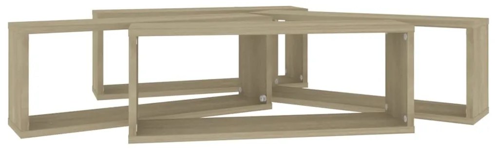 Prateleiras parede forma de cubo 4pcs contr. 60x15x23 cm sonoma