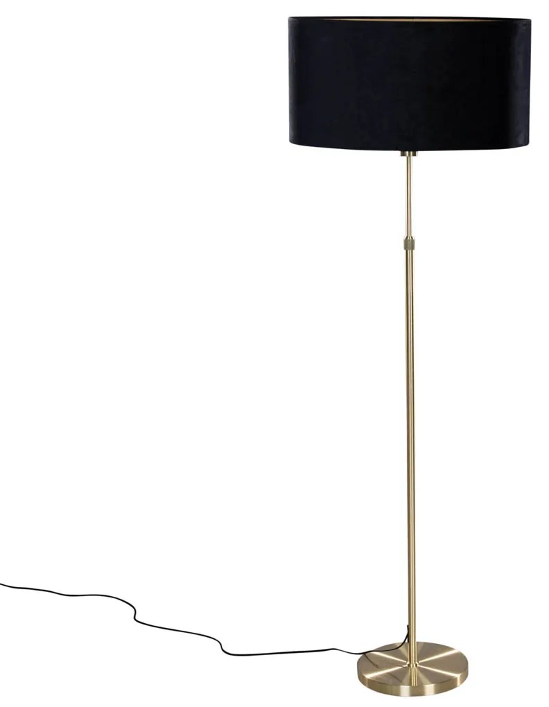 Candeeiro de Pé Dourado com Abajur de Veludo Oval Preto 50 cm - Parte