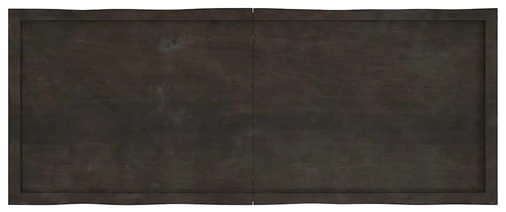 Tampo de mesa com bordas vivas maciço tratado castanho-escuro