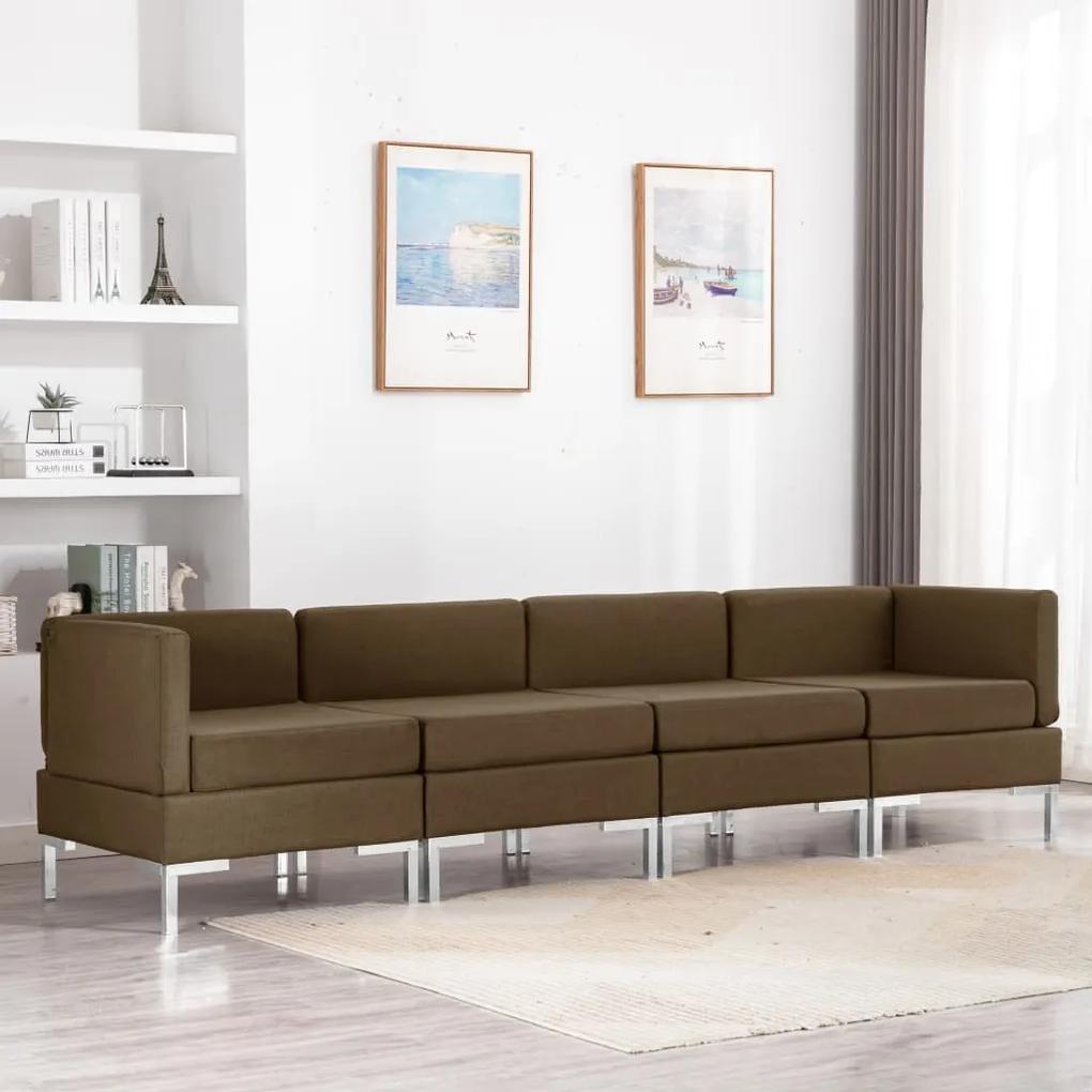 4 pcs conjunto de sofás tecido castanho