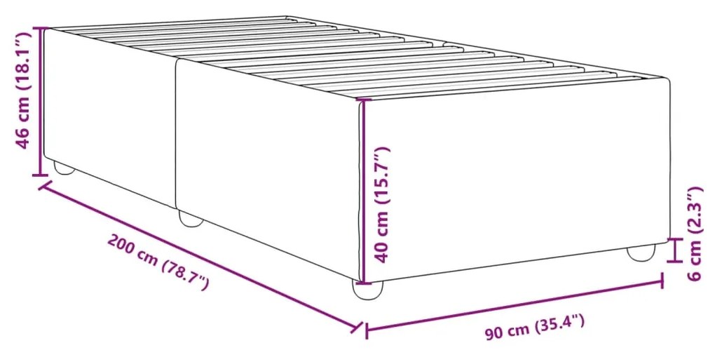 Estrutura de cama sem colchão 90x200 cm tecido castanho-escuro