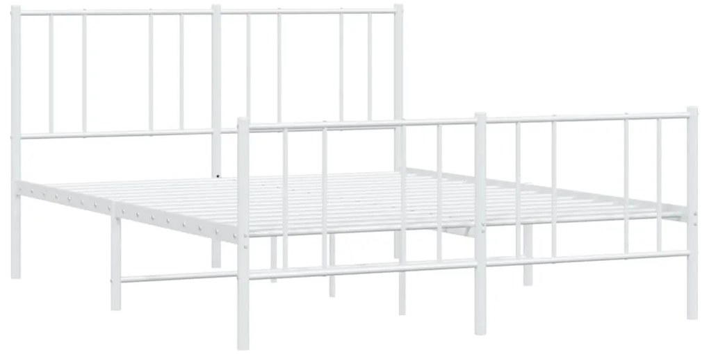Estrutura de cama com cabeceira e pés 140x190 cm metal branco