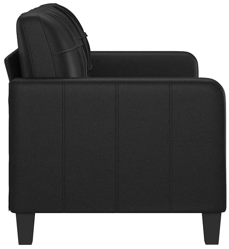 Sofá de 2 lugares 140 cm couro artificial preto
