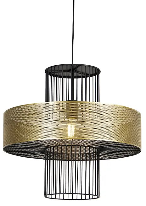 Candeeiro de suspensão design dourado com preto 50 cm - Tess