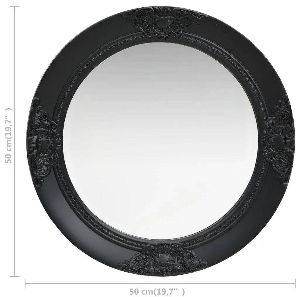 Espelho de parede estilo barroco 50 cm preto