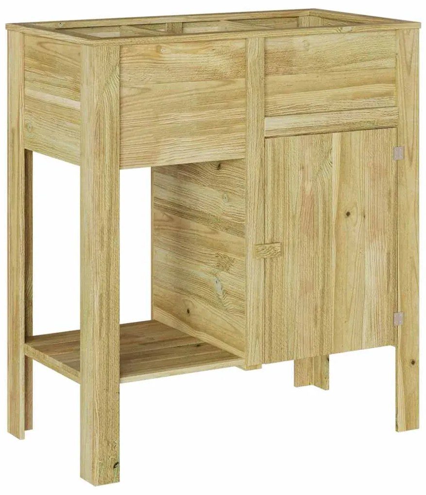 Cama Elevada de Jardim com Armazenamento 85x46x96 cm - Madeira Tratada