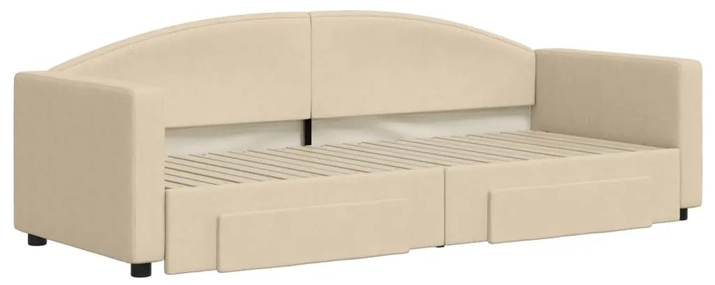 Sofá-cama com gavetão e gavetas 80x200 cm tecido cor creme