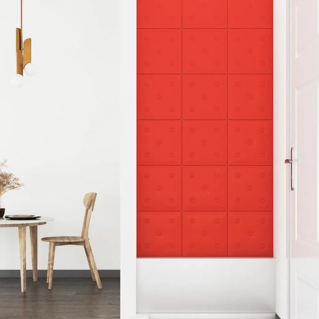 Painel parede 12 pcs 30x30cm couro artificial 1,08 m² vermelho