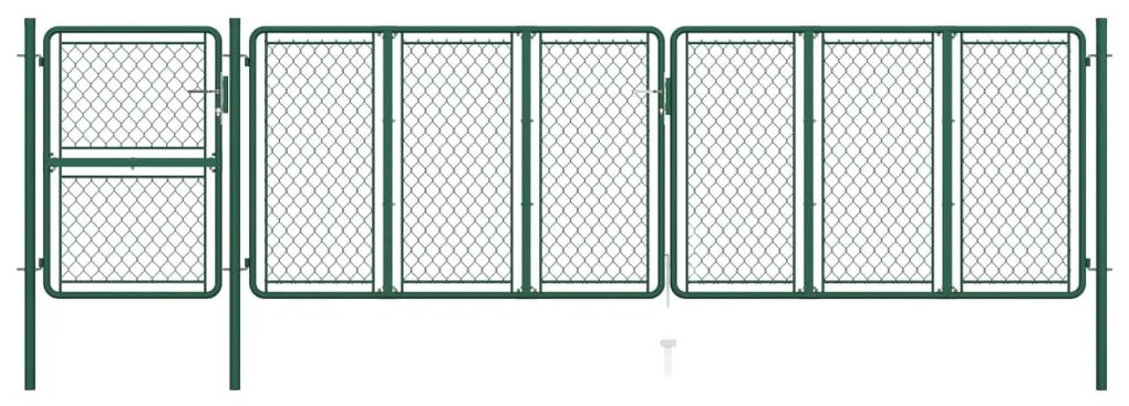 vidaXL Portão de jardim 125x495 cm aço verde