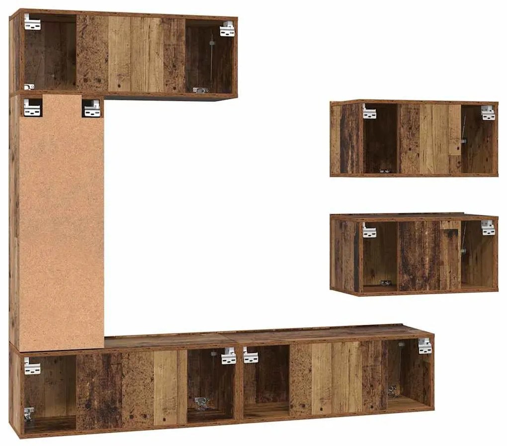 Conjunto de móvel de TV 6 pcs Madeira antiga 30.5 x 30 x 90 cm