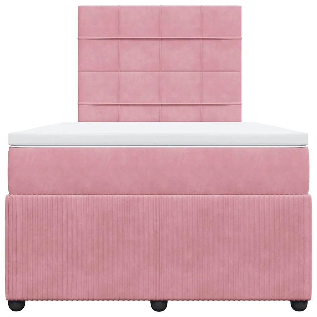 Cama boxspring com colchão 120x200 cm veludo rosa