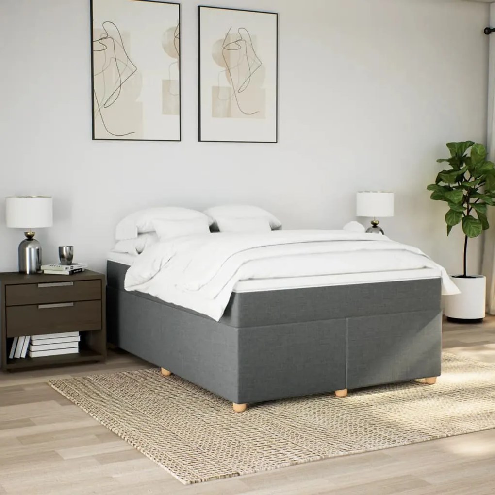 Cama com molas/colchão 160x200 cm tecido cinzento-escuro