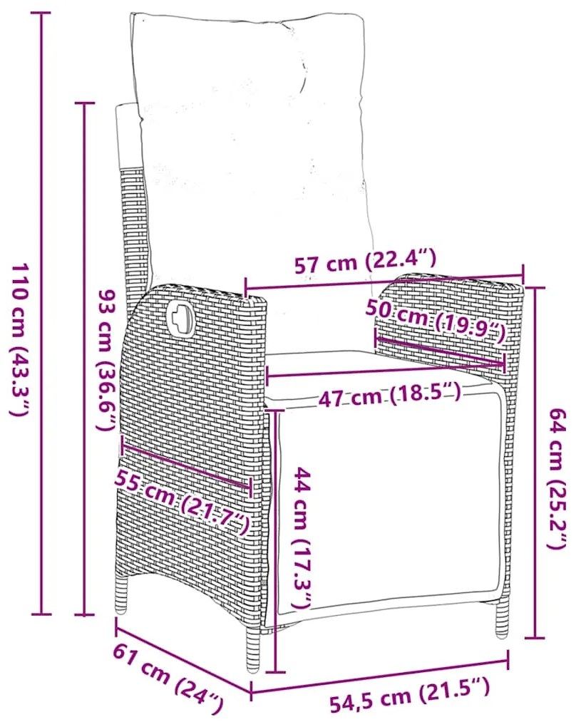 Conjunto de Jantar de Jardim de 5 Peças em Rattan Sintético Cinza