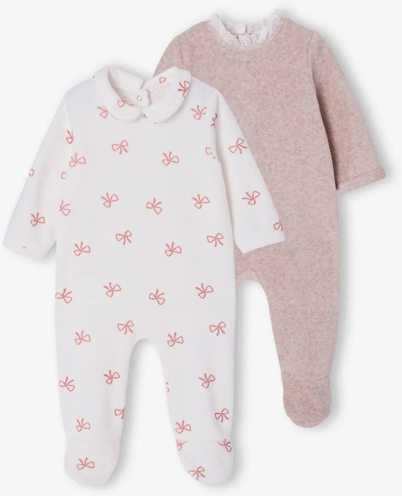 Lote de 2 babygrows com molas VERTBAUDET para bebé menina bege mesclado