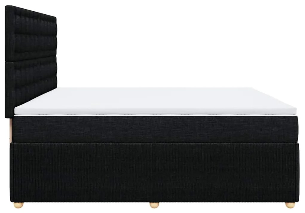 Cama com molas/colchão 200x200 cm tecido preto