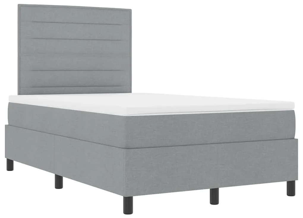 Cama Box com Colchão Cinza Claro 120x200 cm Tecido
