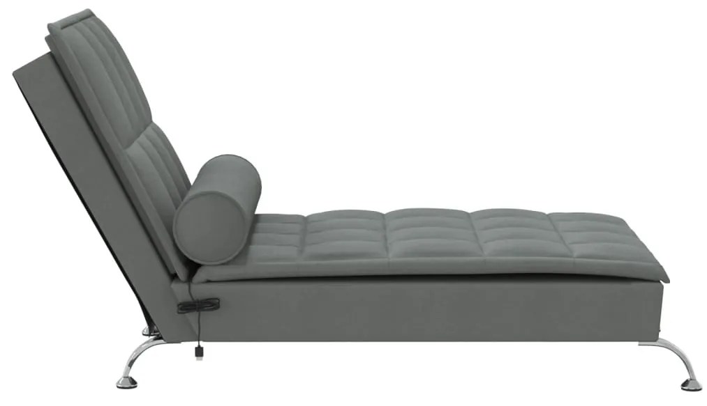 Chaise lounge de massagem com rolo tecido cinzento-escuro