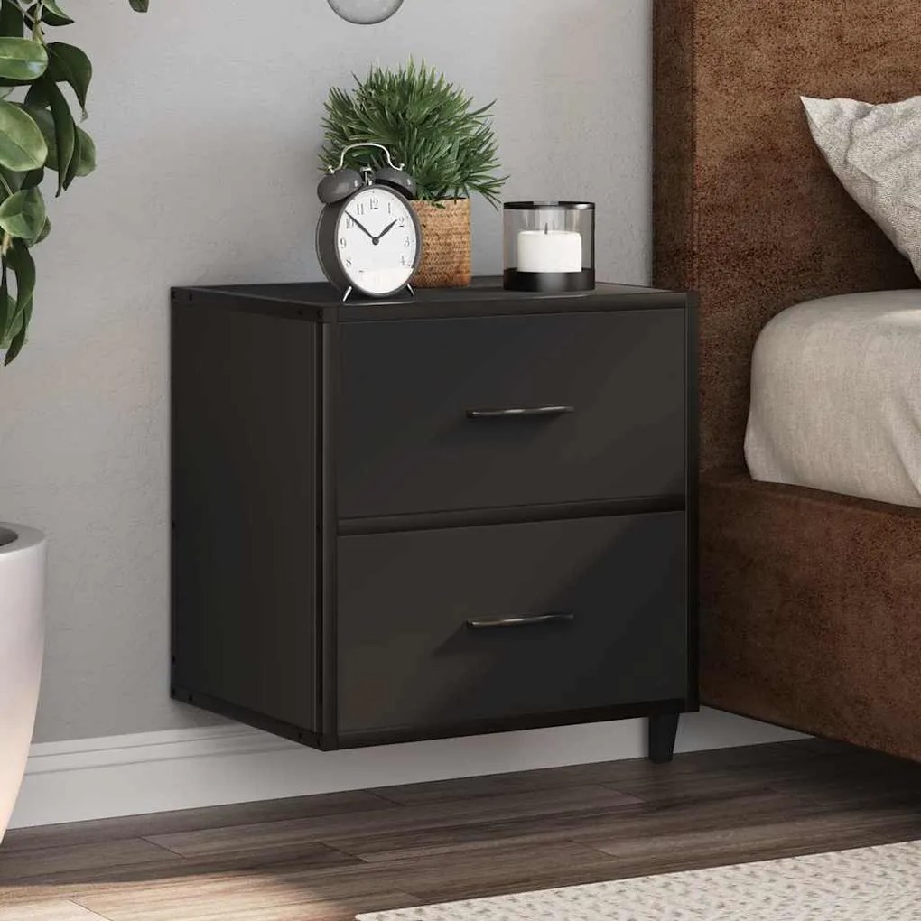 vidaXL Mesa de cabeceira de parede 40x31x39,5 cm preto