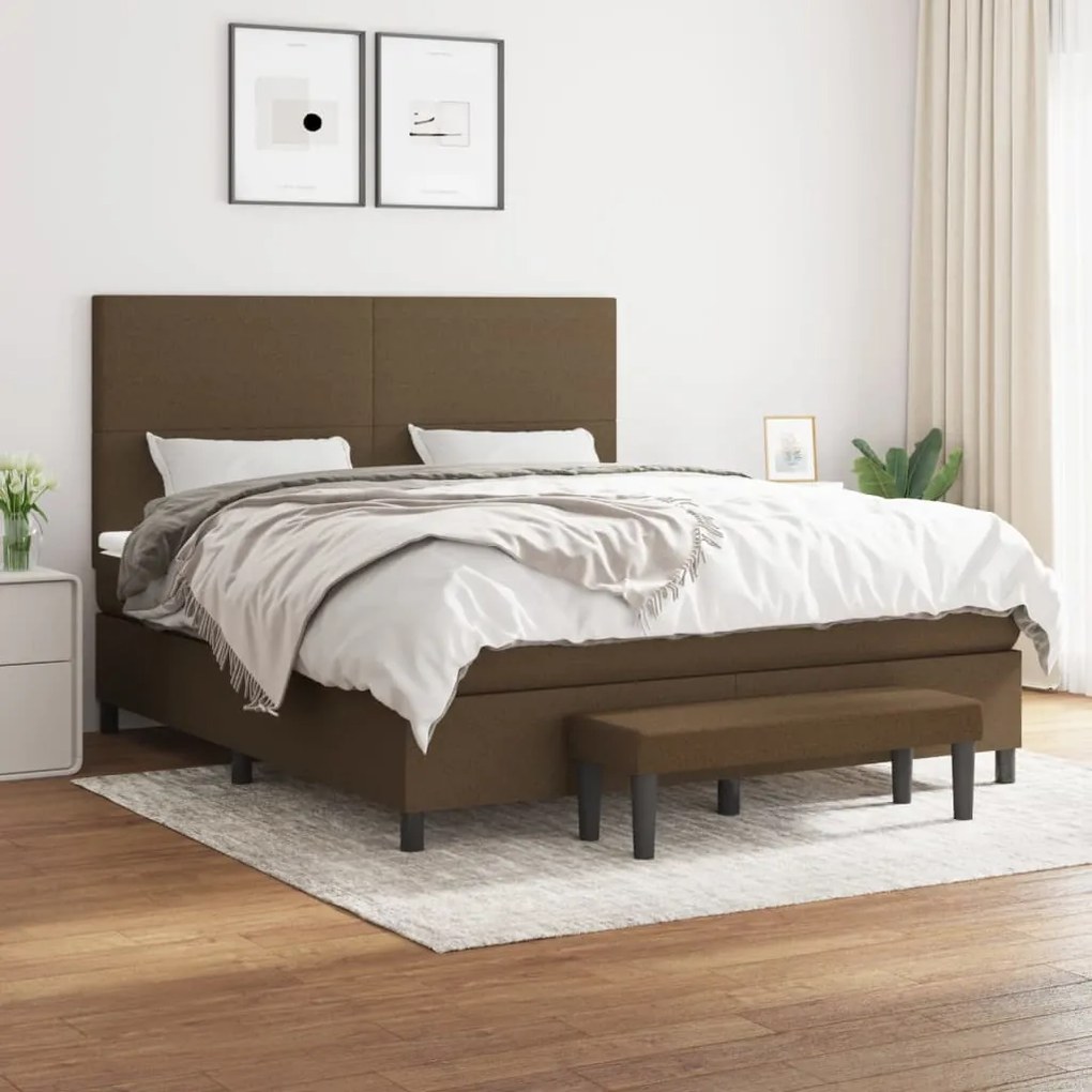 vidaXL Cama com molas/colchão 180x200 cm tecido castanho-escuro