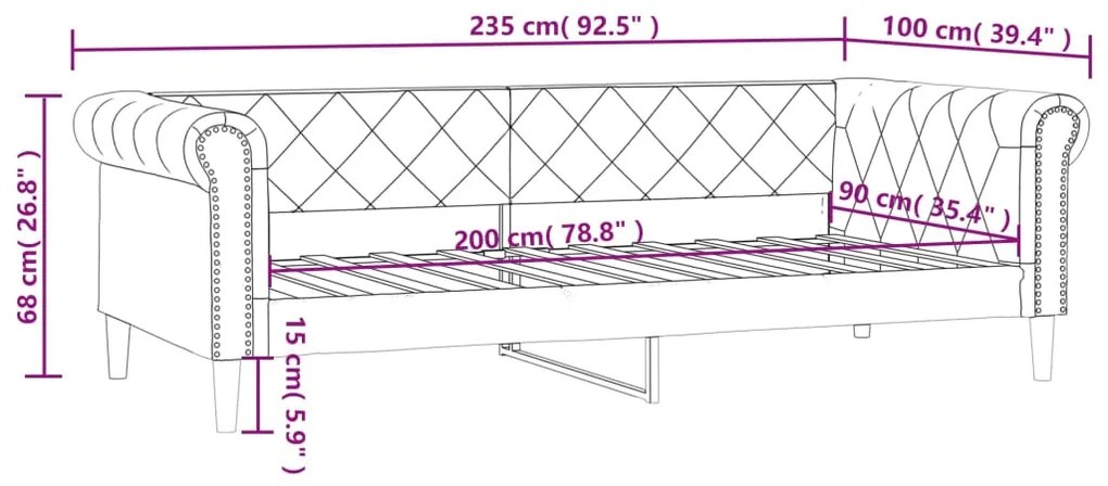 Sofá-cama 90x200 cm couro artificial preto