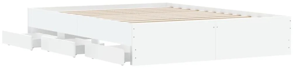 Estrutura de cama c/ gavetas 140x200cm derivados madeira branco