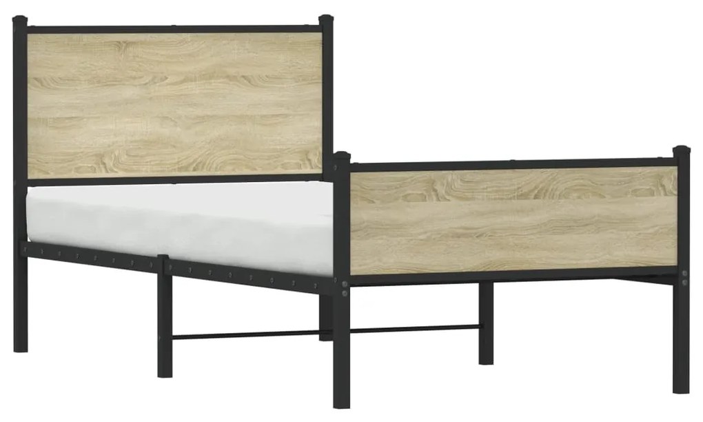 Estrutura de cama sem colchão 90x190 cm metal carvalho sonoma