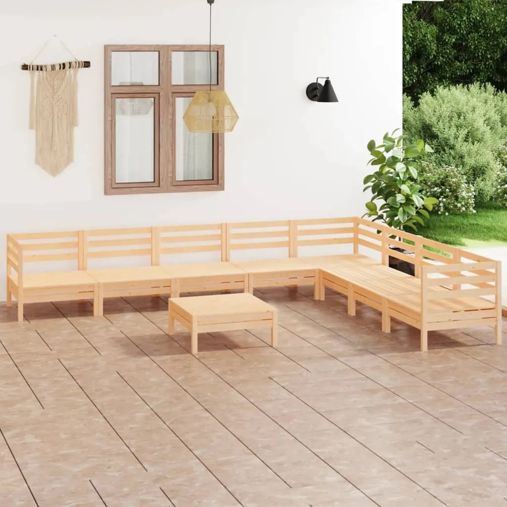 vidaXL 9 pcs conjunto lounge de jardim pinho maciço