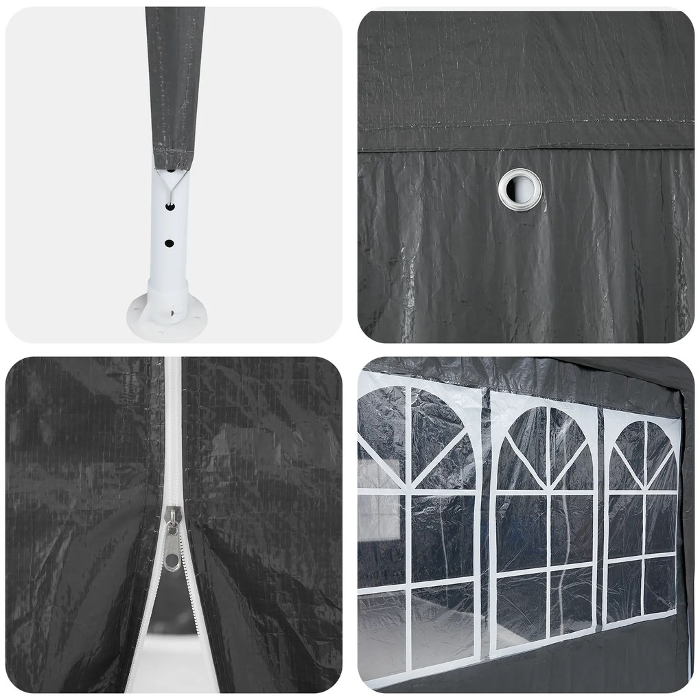 Tenda de Festa com 10 Lados Antracite 6x4 m PE